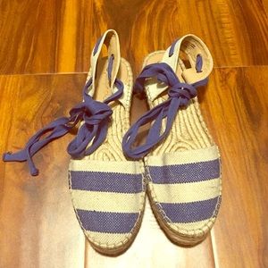 Splendid Blue&white strip platform Espadrille